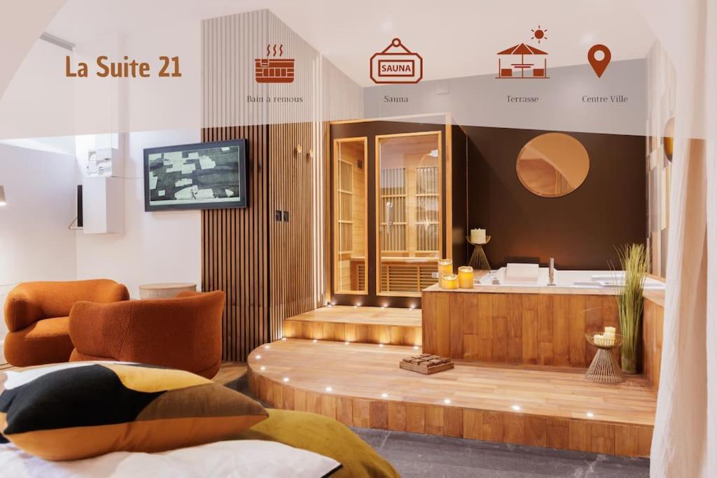 La suite du 21 – jacuzzi – sauna – centre ville — love room à Bourg-en-Bresse