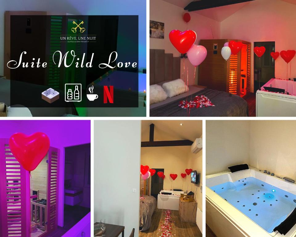Une love room romantique avec jacuzzi pour couple à FontenoyAisne