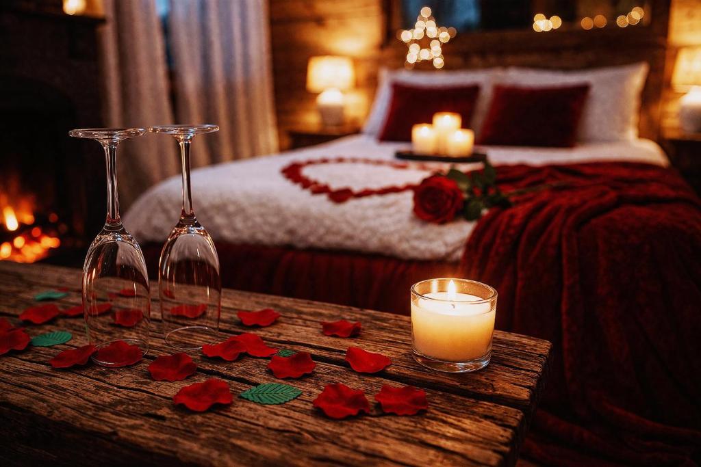 Le Chalet romantique en montagne, SPA, Écran cinéma, Lit king size, day use, 5min centre — love room à Évreux