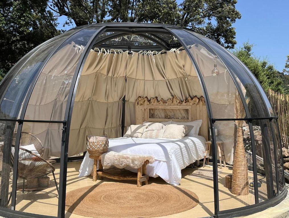 Dôme avec spa privatif, vue montagne & accès piscine – Domaine l&rsquo;Aghja Vallica — love room à Vallica